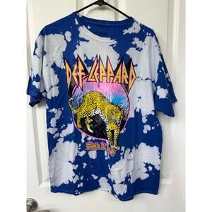 Def Leppard Blue & White tie dye High N Dry T-shirt, Size S